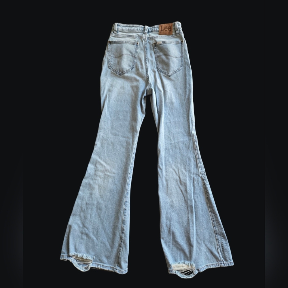Light Blue Lee Flare Jeans - Picture 2 of 2